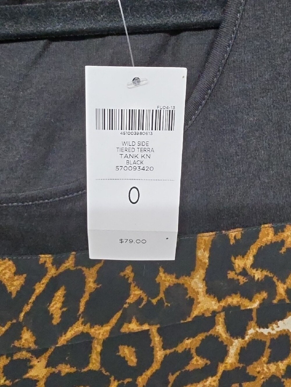 Chico's Leopard Ruffle Wildside Tank Top - Black and Brown sz small - Picture 3 of 6